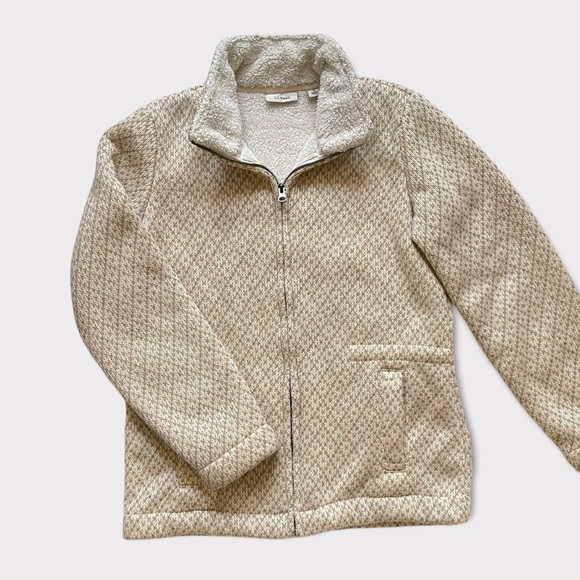 L.L. Bean Fleece Sherpa Lined Full Zip Knit Jacket Size Small - Picture 1 of 9